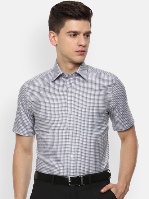 

Louis Philippe Men Grey Tartan Checks Opaque Checked Formal Shirt