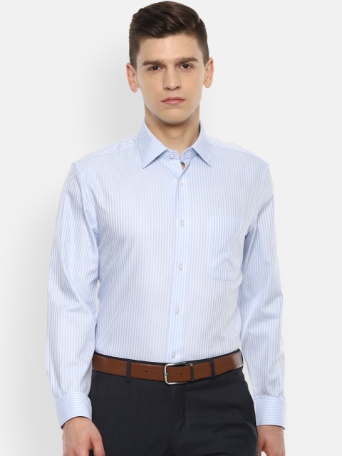 

Louis Philippe Permapress Men Blue Pure Cotton Opaque Vertical Striped Formal Shirt