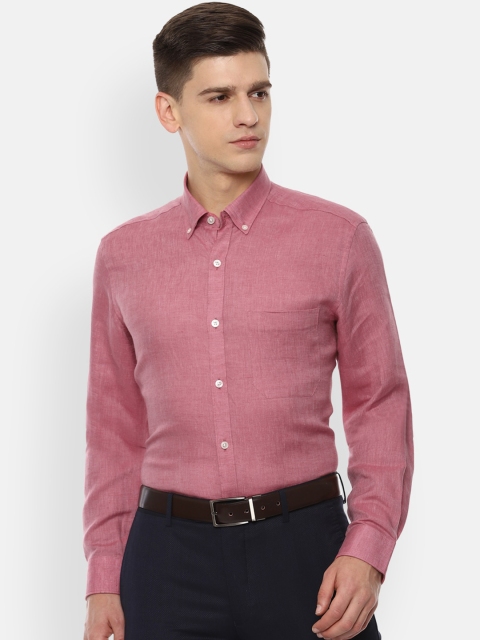 

Louis Philippe Men Pink Slim Fit Opaque Linen Formal Shirt