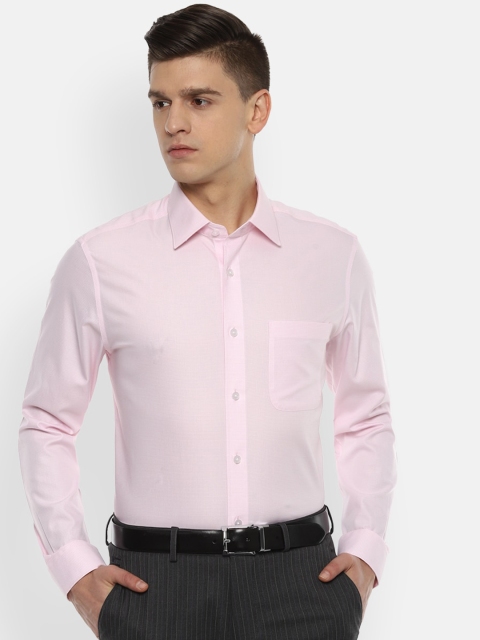

Louis Philippe Permapress Men Pink Opaque Pure Cotton Formal Shirt