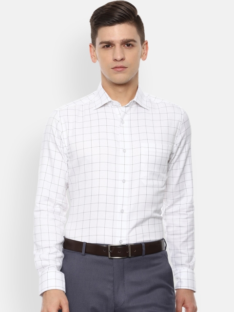 

Louis Philippe Permapress Men White Grid Tattersall Checks Opaque Checked Formal Shirt
