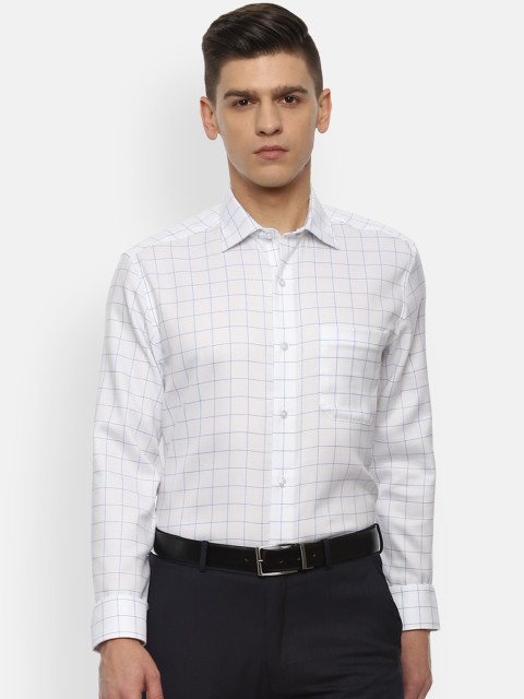 

Louis Philippe Permapress Men White Opaque Checked Formal Shirt