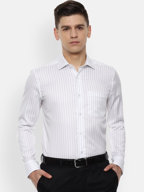 

Louis Philippe Permapress Men White Opaque Striped Formal Shirt