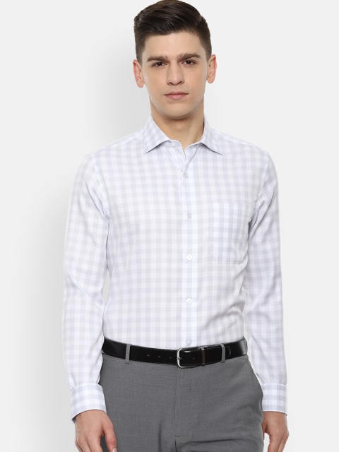 

Louis Philippe Permapress Men Grey Opaque Checked Formal Shirt