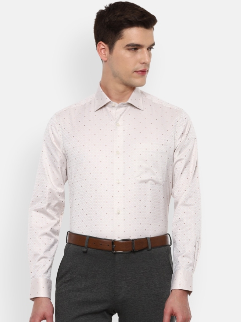 

Louis Philippe Men Beige Opaque Printed Pure Cotton Formal Shirt