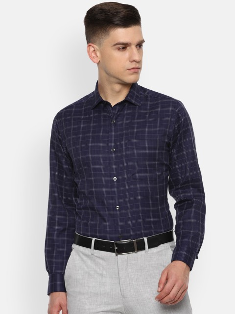 

Louis Philippe Men Navy Blue Slim Fit Windowpane Checks Opaque Checked Formal Shirt