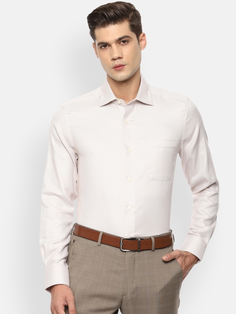 

Louis Philippe Men Cream-Coloured Self-Design Opaque Formal Shirt