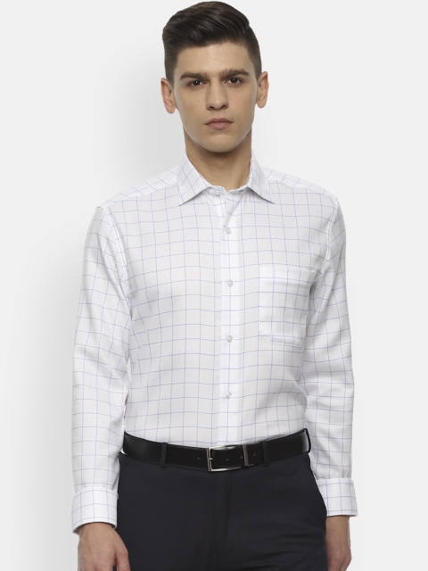 

Louis Philippe Permapress Men White Checked Regular Fit Formal Cotton Shirt
