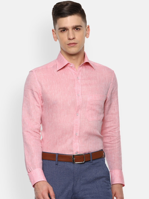 

Louis Philippe Men Pink Opaque Linen Formal Shirt
