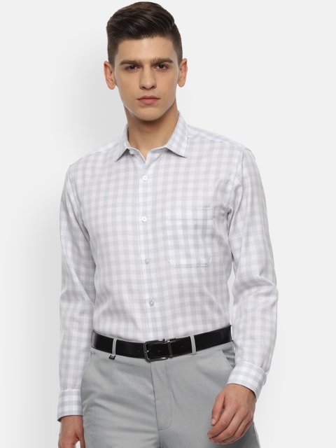 

Louis Philippe Men Grey Slim Fit Opaque Checked Formal Shirt