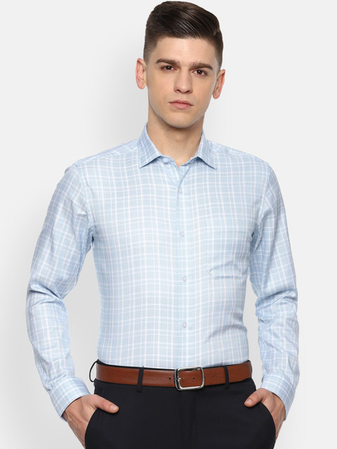 

Louis Philippe Permapress Men Blue Slim Fit Opaque Checked Formal Shirt