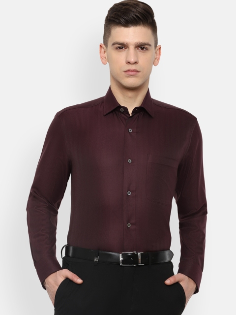 

Luxure by Louis Philippe Men Maroon Opaque Cotton Formal Shirt