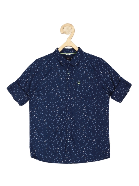 

Allen Solly Junior Boys Navy Blue Slim Fit Opaque Printed Pure Cotton Casual Shirt