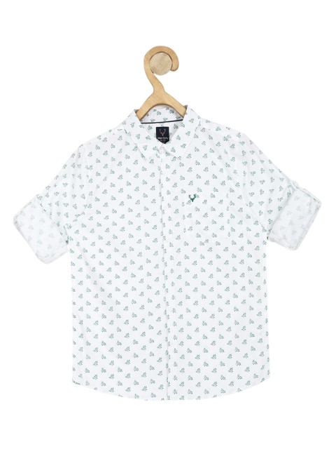 

Allen Solly Junior Boys White Slim Fit Floral Opaque Printed Cotton Casual Shirt
