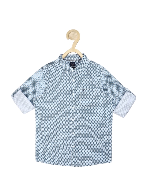

Allen Solly Junior Boys Blue Slim Fit Opaque Printed Cotton Casual Shirt