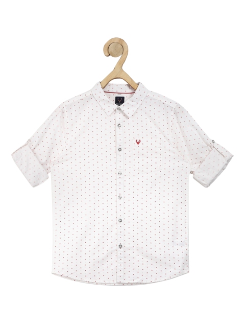 

Allen Solly Junior Boys White Slim Fit Opaque Printed Pure Cotton Casual Shirt
