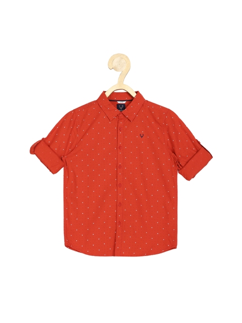 

Allen Solly Junior Boys Red Slim Fit Opaque Printed Casual Cotton Shirt