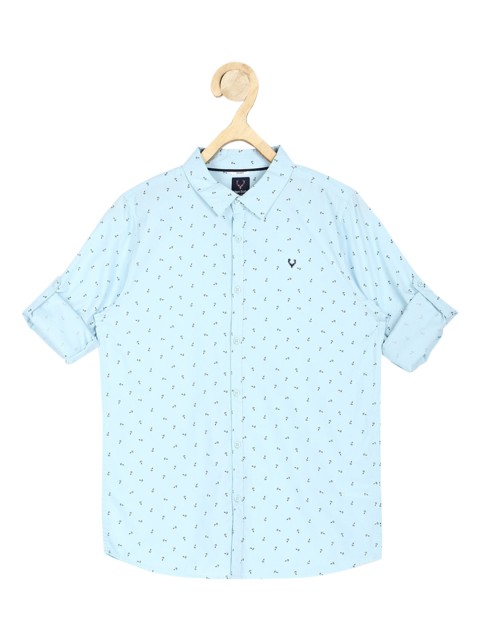 

Allen Solly Junior Boys Blue Slim Fit Opaque Printed Cotton Casual Shirt