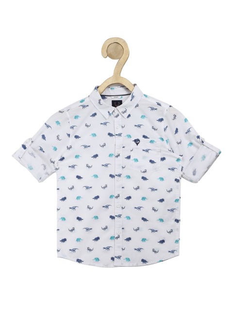

Allen Solly Junior Boys White Slim Fit Opaque Printed Pure Cotton Casual Shirt