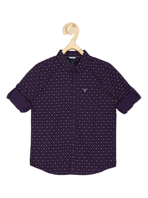 

Allen Solly Junior Boys Purple Slim Fit Opaque Printed Cotton Casual Shirt