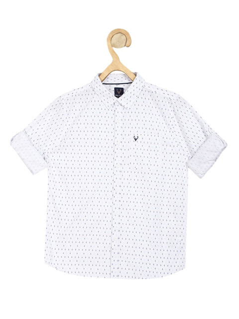 

Allen Solly Junior Boys White Slim Fit Opaque Printed Casual Cotton Shirt