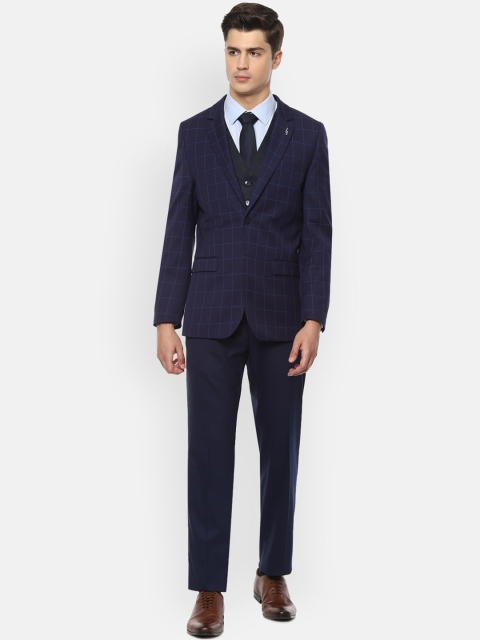 

Van Heusen Men Navy Blue Slim-Fit Three-Piece Formal Suit