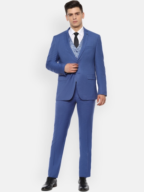 

Van Heusen Men Blue Solid Slim-Fit Single-Breasted 3-Piece Formal Suit