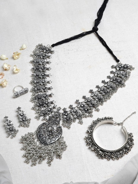 

TEEJH Oxidised Silver-Plated Gungaroo Jewellery Set