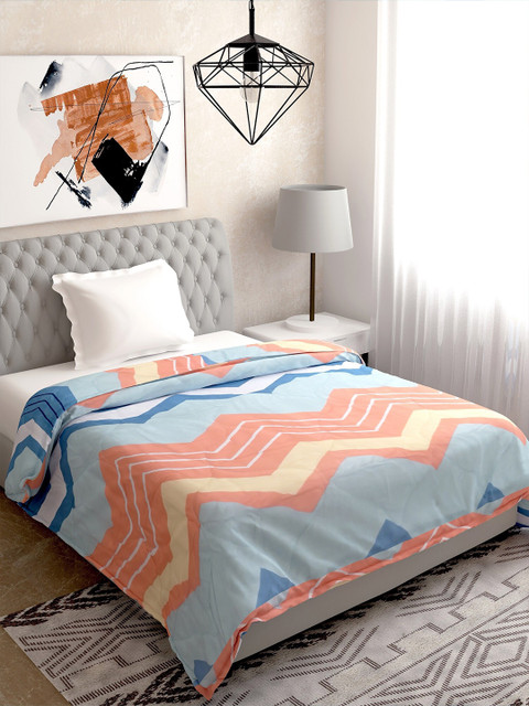 

Salona Bichona Blue & Red Striped Mild Winter 120 GSM Single Bed Comforter