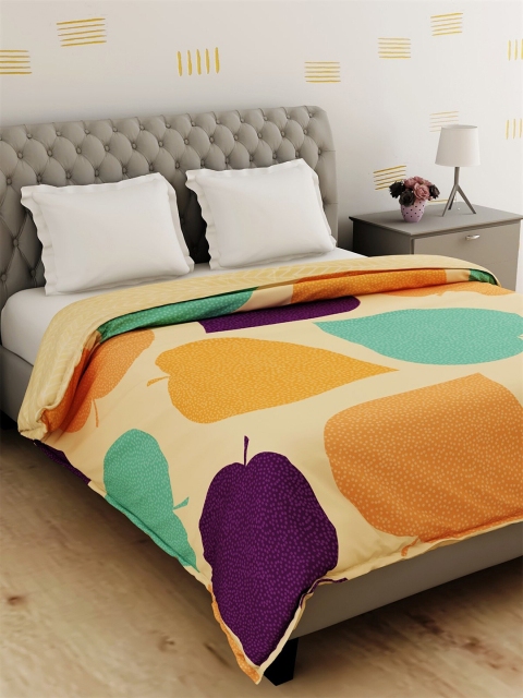 

Salona Bichona Brown & Sea Green Floral AC Room 120 GSM Double Bed Dohar