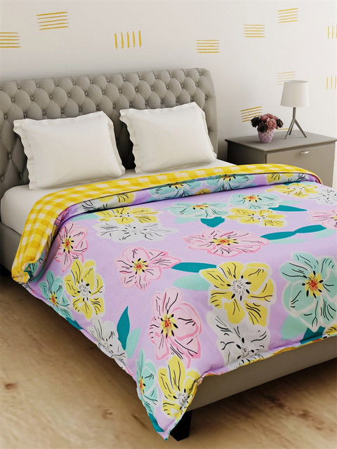 

Salona Bichona Purple & Blue Floral AC Room 120 GSM Double Bed Dohar
