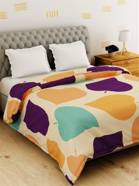 

Salona Bichona Brown & Sea Green Floral Mild Winter 120 GSM Double Bed Comforter