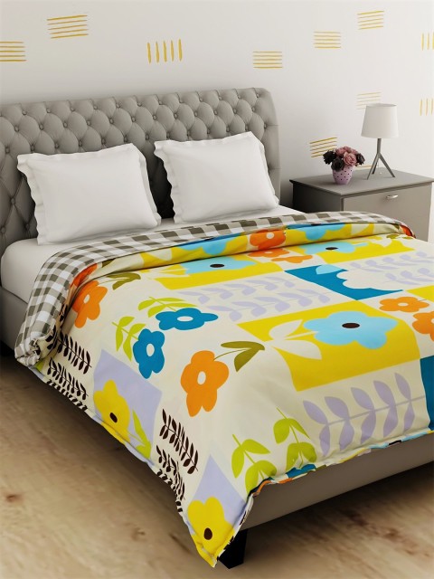 

Salona Bichona Green & Blue Floral AC Room 120 GSM Double Bed Dohar