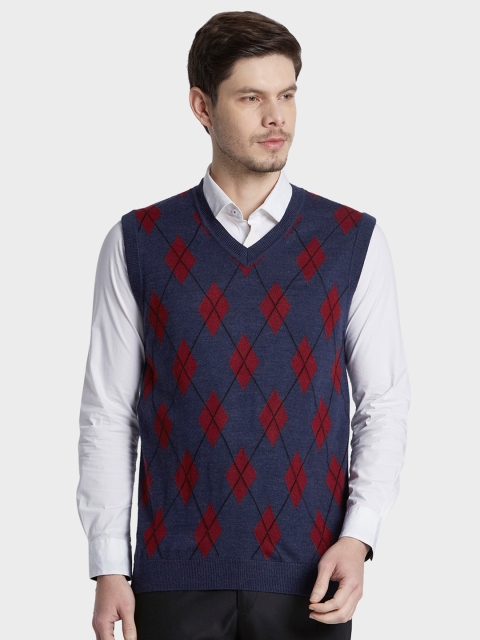 

ColorPlus Men Blue & Red Sweater Vest