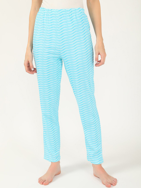 

V2 Value & Variety Women Sea Green & White Printed Cotton Lounge Pants