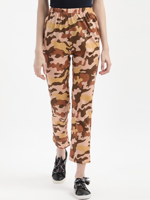 

V2 Value & Variety Women Beige & Brown Camouflage Print Cotton Track Pants