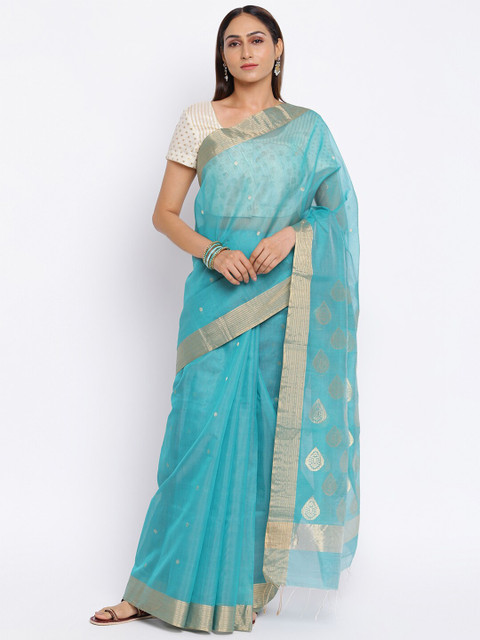 

Fabindia Teal Paisley Saree