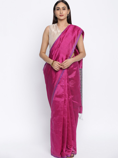 

Fabindia Magenta & Purple Woven Design Pure Silk Saree