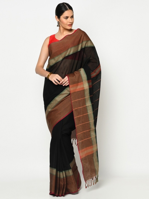 

Fabindia Black & Brown Woven Design Pure Cotton Saree