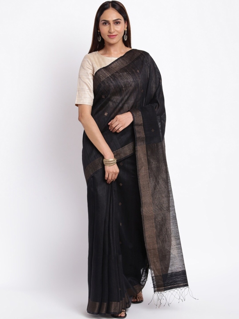

Fabindia Black & Copper-Coloured Ethnic Motifs Pure Silk Saree