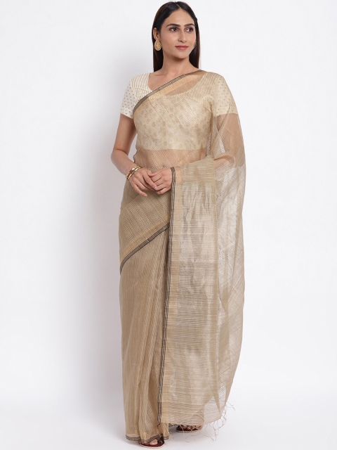 

Fabindia Beige Striped Silk Blend Saree