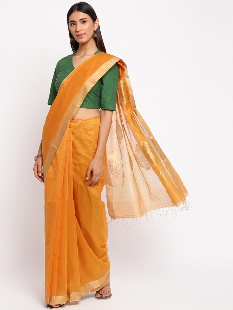 

Fabindia Yellow & Orange Woven Design Saree
