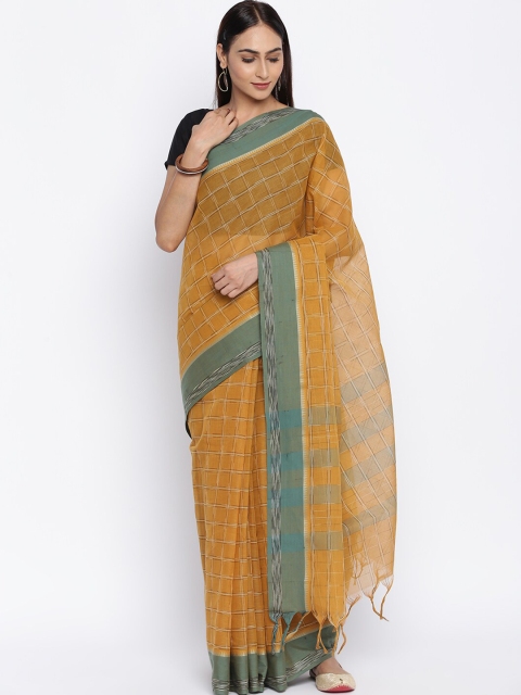 

Fabindia Mustard & Green Woven Design Pure Cotton Saree