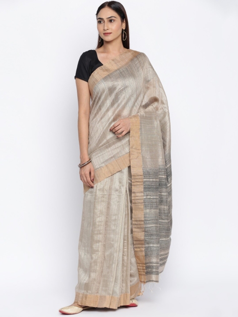 

Fabindia Grey & Beige Woven Zari Silk Saree