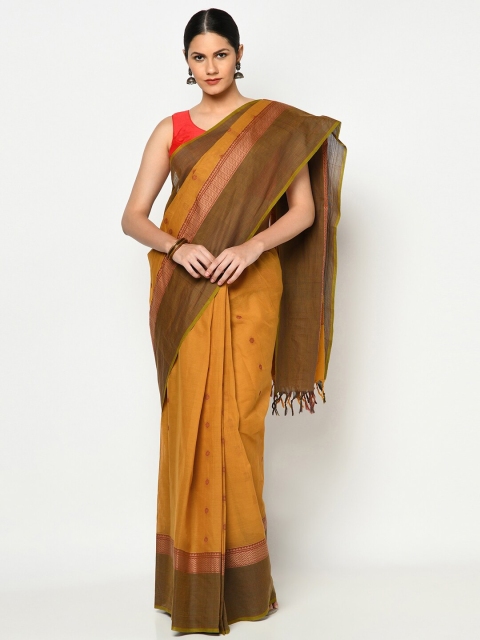 

Fabindia Mustard & Green Woven Design Pure Cotton Saree