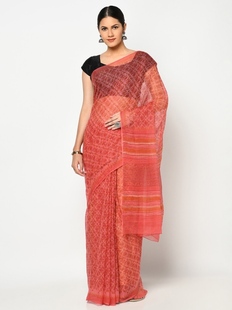 

Fabindia Pink & Black Floral Kota Saree