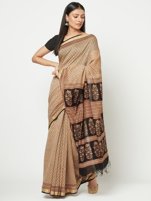 

Fabindia Maroon & Beige Bagh Printed Saree
