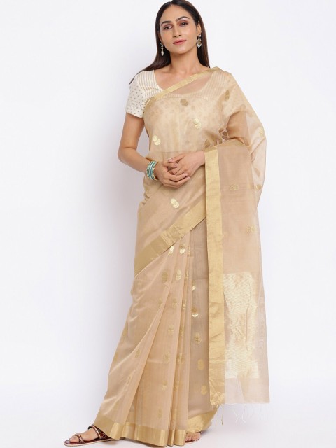

Fabindia Beige & Gold-Toned Floral Saree