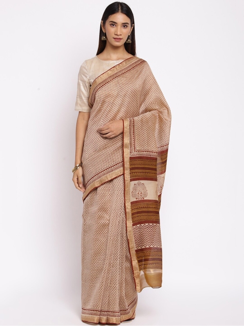 

Fabindia Beige & Brown Ethnic Motifs Zari Bagh Saree