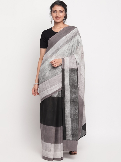 

Fabindia Grey & Black Woven Design Pure Cotton Saree